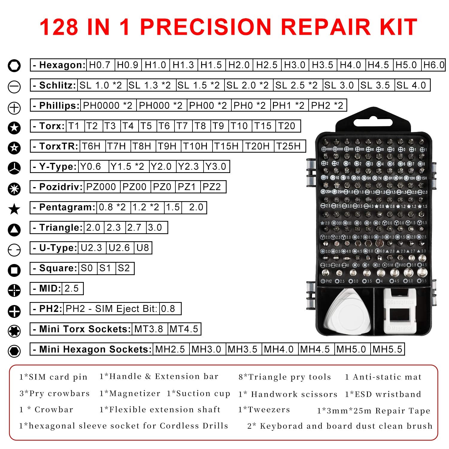 Precision Screwdriver Set Phone Repair Tool Kit, 130 In 1 Diy Repair Kit With Anti Static Mat Esd Safe Wristband, Magnetic Drive